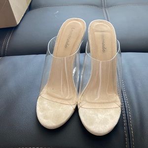 Clear wedge mules